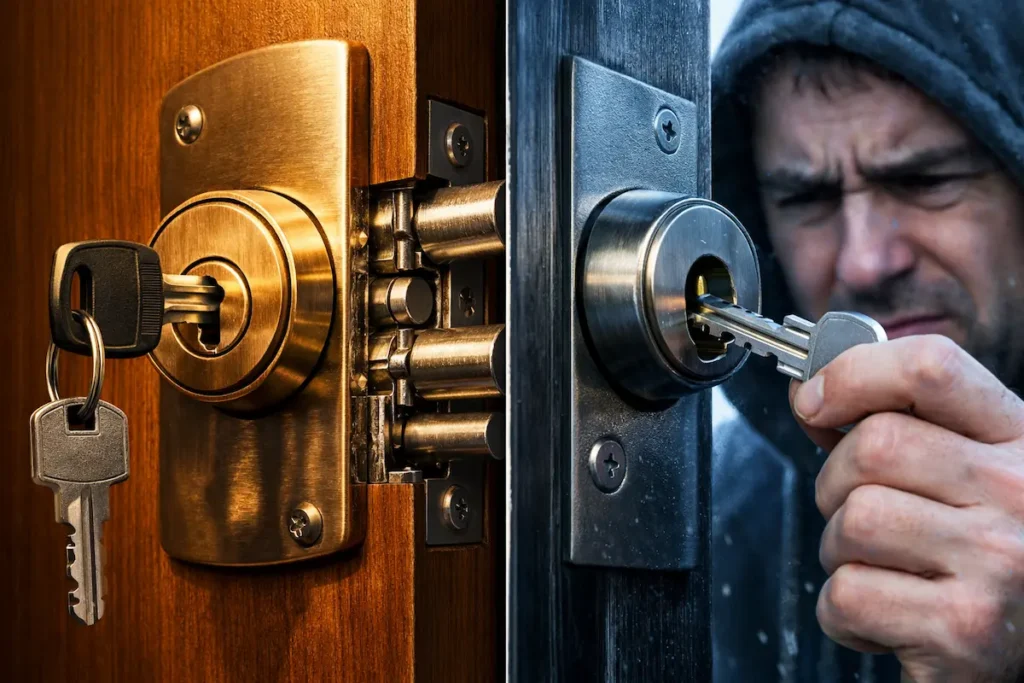 جا ماندن کلید پشت درب ضد سرقت و باز نشدن درب با کلید یدک
